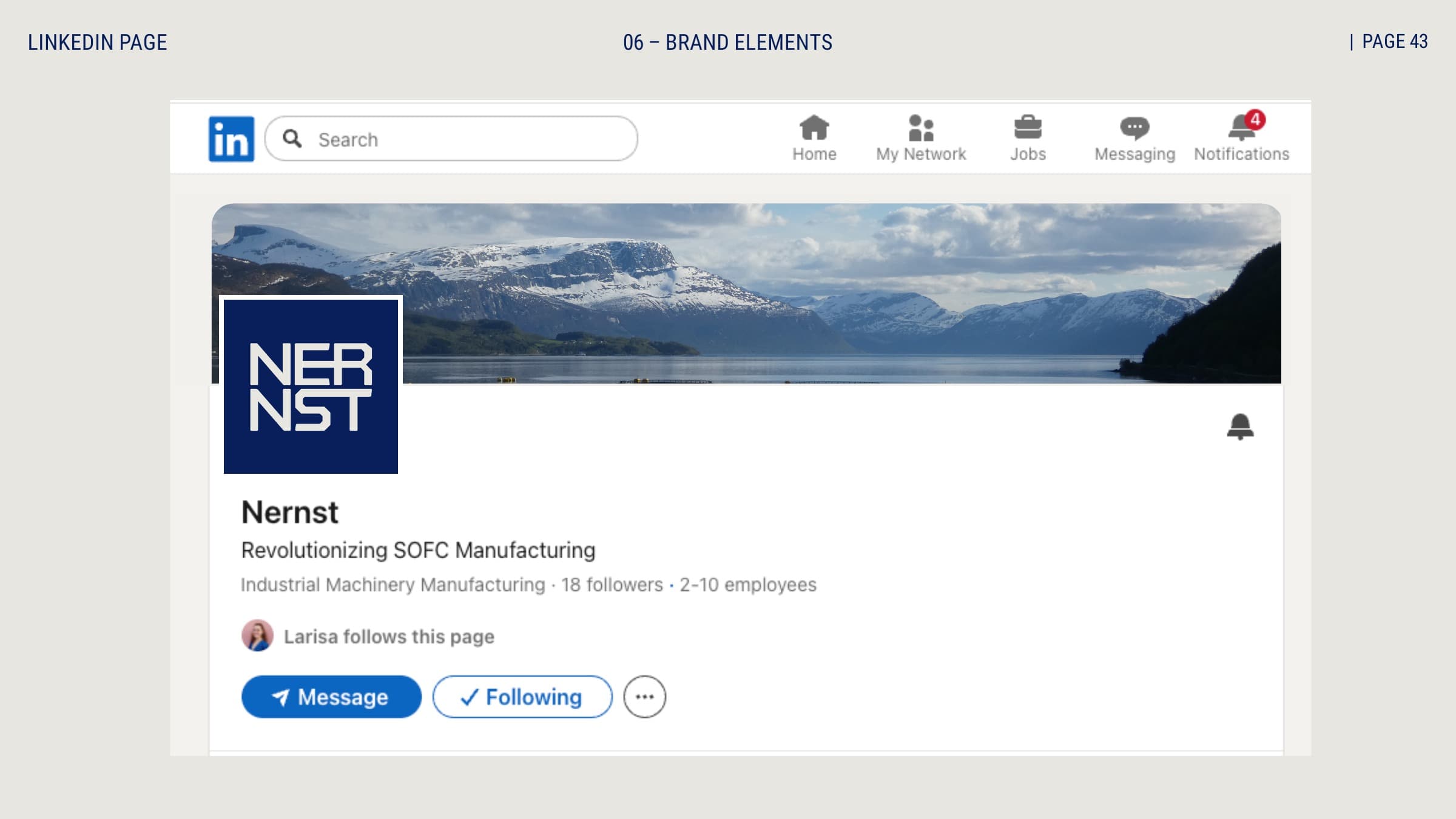 LinkedIn company page mockup