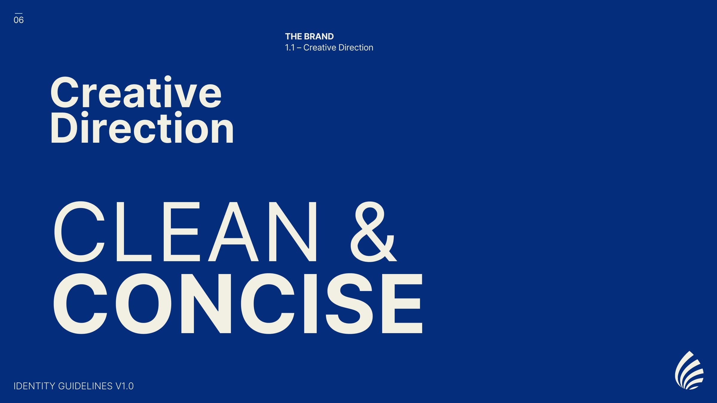 Creative direction: clean and concise